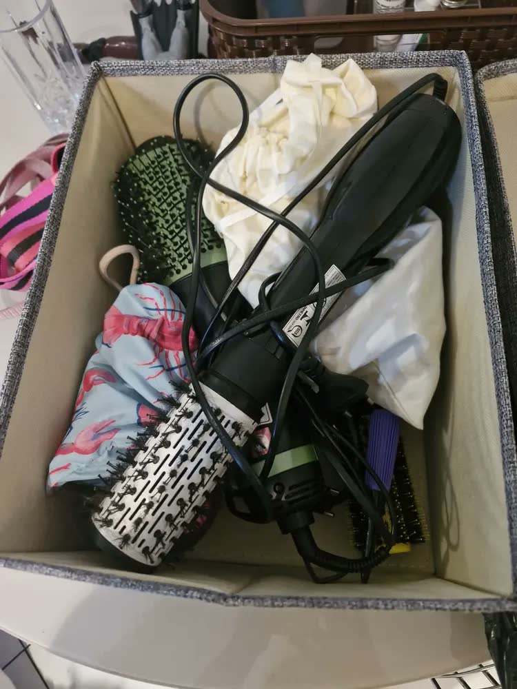 foto de Organizadora Caixa Cesto Cinza Dobrável Guarda Roupa Tampa 46x36x28cm Lisa