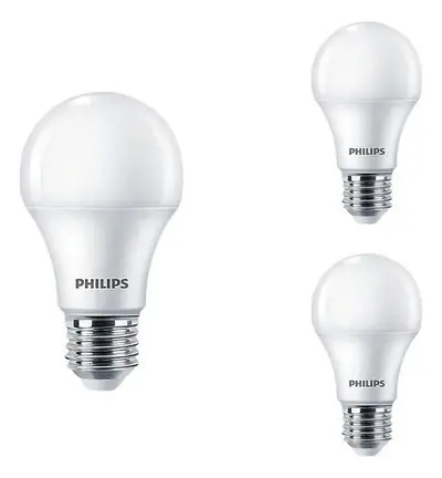 foto de Kit 3 Lâmpadas Led Bulbo 9w Bivolt E27 3000k Luz Amarela Luz Branco-quente