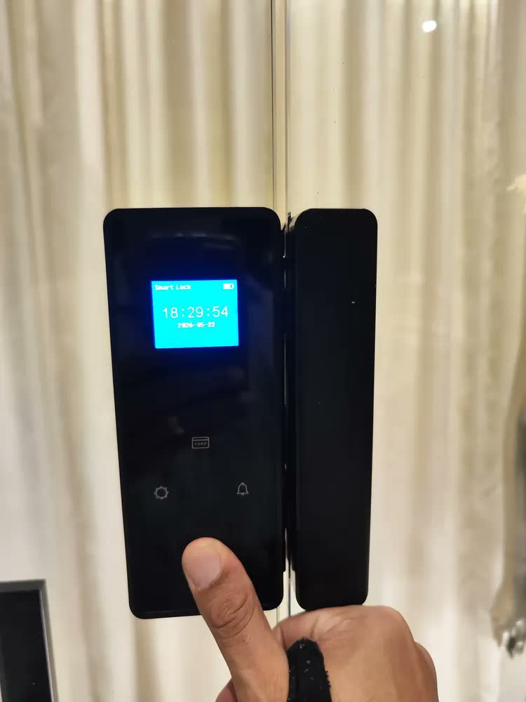 foto de Fechadura Digital Biométrica HAHA Lock para Porta de Vidro com Batente
