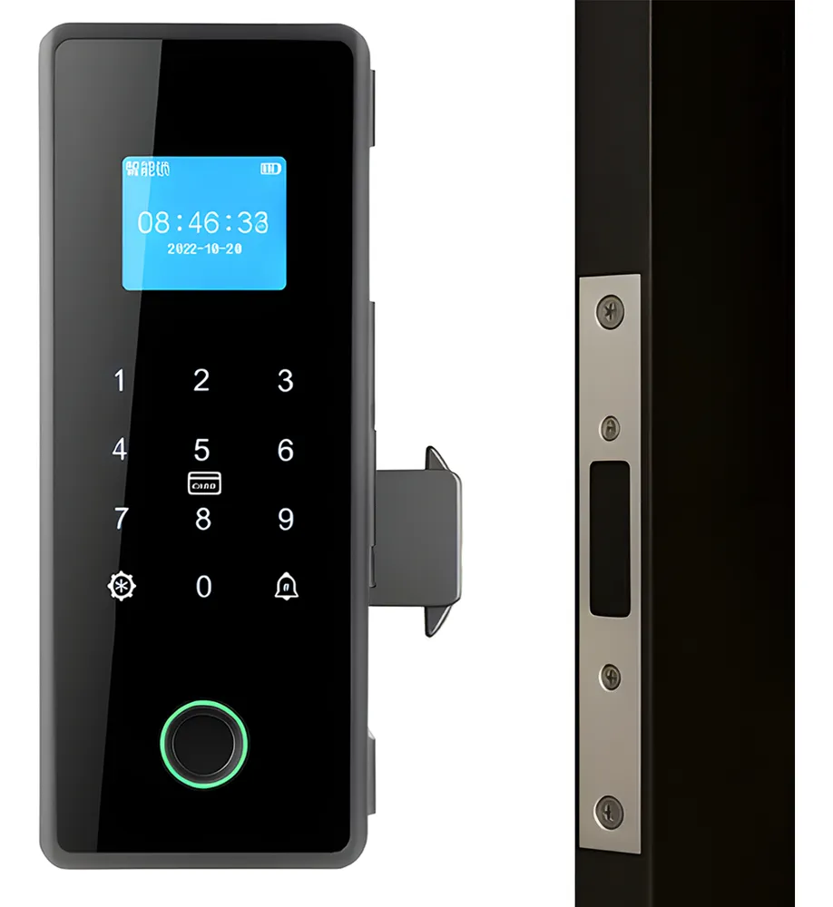 foto de Fechadura Digital Biométrica HAHA Lock para Porta de Vidro com Batente