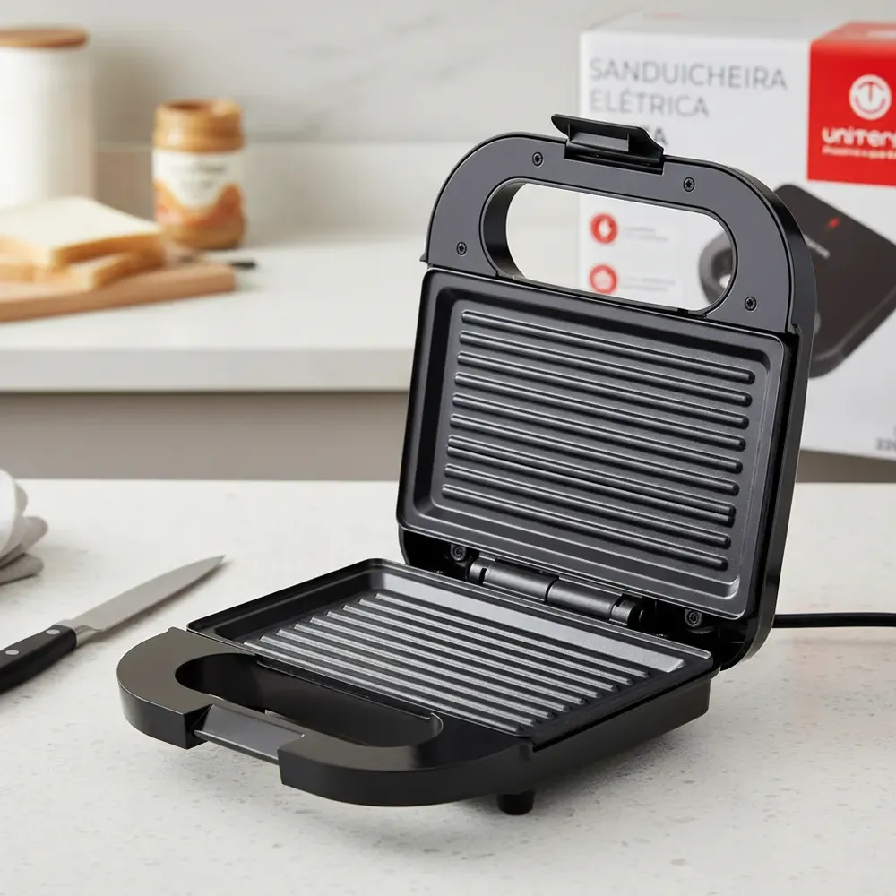 Sanduicheira Elétrica Grill Unitemmi Preto Antiaderente 750W