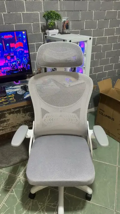 foto de Cadeira De Escritório Columbus Presidente Ergonomica Cinza Mesh
