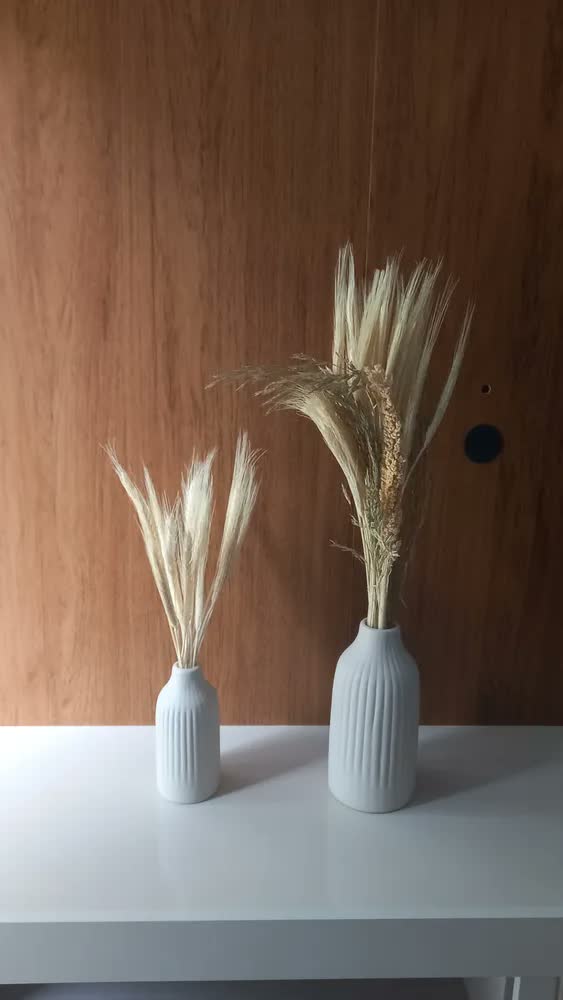foto de Dupla De Vaso Riscado Com Flores Secas Decoração Casa Sala