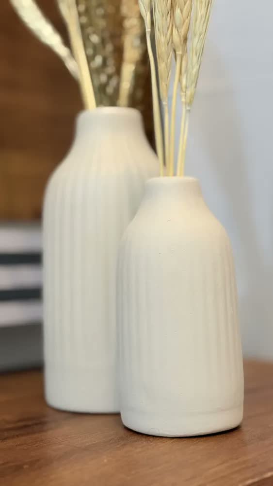 foto de Dupla De Vaso Riscado Com Flores Secas Decoração Casa Sala
