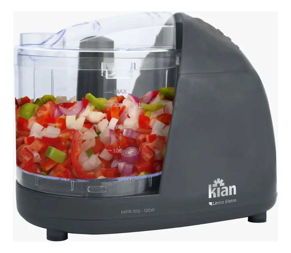 Processador De Alimentos Mini Eletrico Turbo Cor Cinza Lunar Cinza Lunar Moonstone 220v - Kian