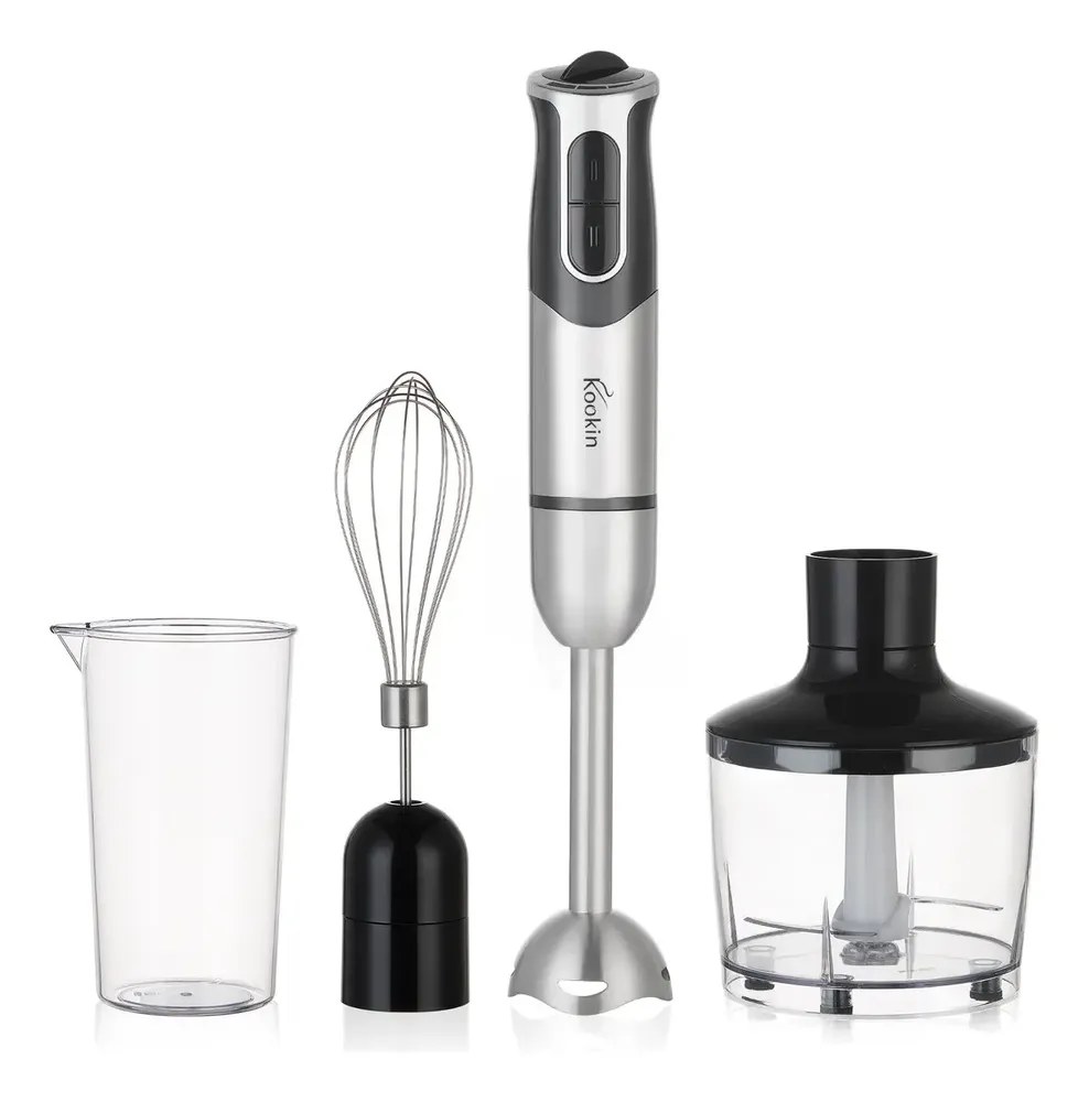 Mixer De Mão Portátil 8 Velocidades 3 Em 1 Inox 800w Kookin Knhb1008 Multifuncional Com Função Turbo E Lâminas Aprimoradas 2 Afiadas + 2 Reforçadas Em Aço Inox 304