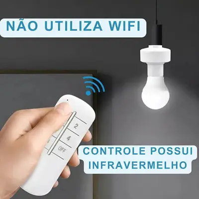 foto de Soquete Bocal Lâmpada + Controle Remoto Bocal E27 Bivolt