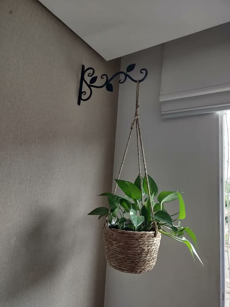 foto de Cesto Vaso Cachepo De Palha Decorativo Sala Varanda Jardim Cor Palha Natural
