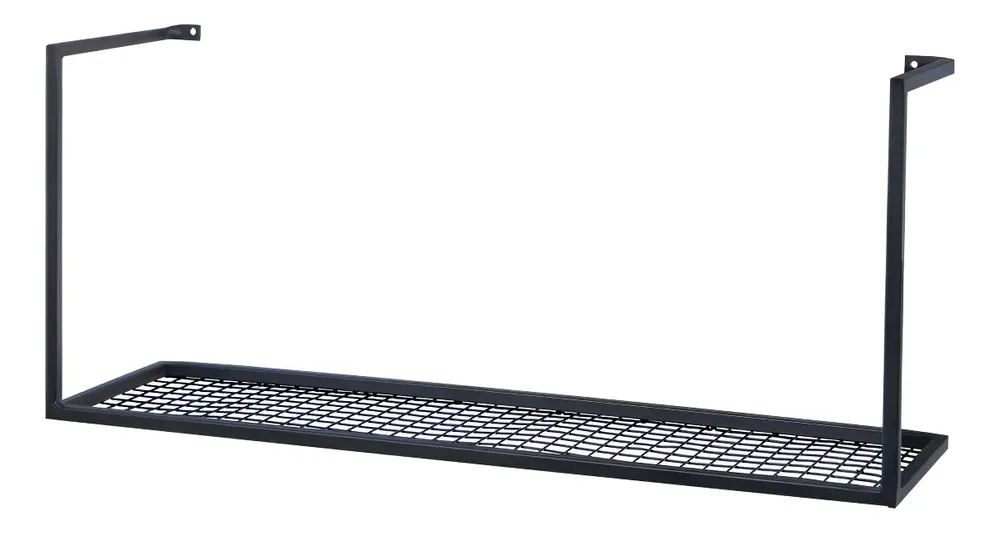 Prateleira Flutuante Industrial de Metal Preta 60cm para Quarto