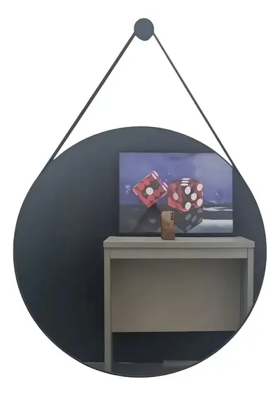 foto de Espelho Redondo Adnet Decorativo Lyo 70cm com Alça Preto