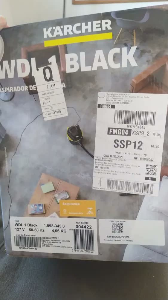 foto de Aspirador de Pó e Água Kärcher WDL 1 Black (3 em 1) Função Soprador Compacto e Portátil Alcance de 7,5 metros 10 L 1500W