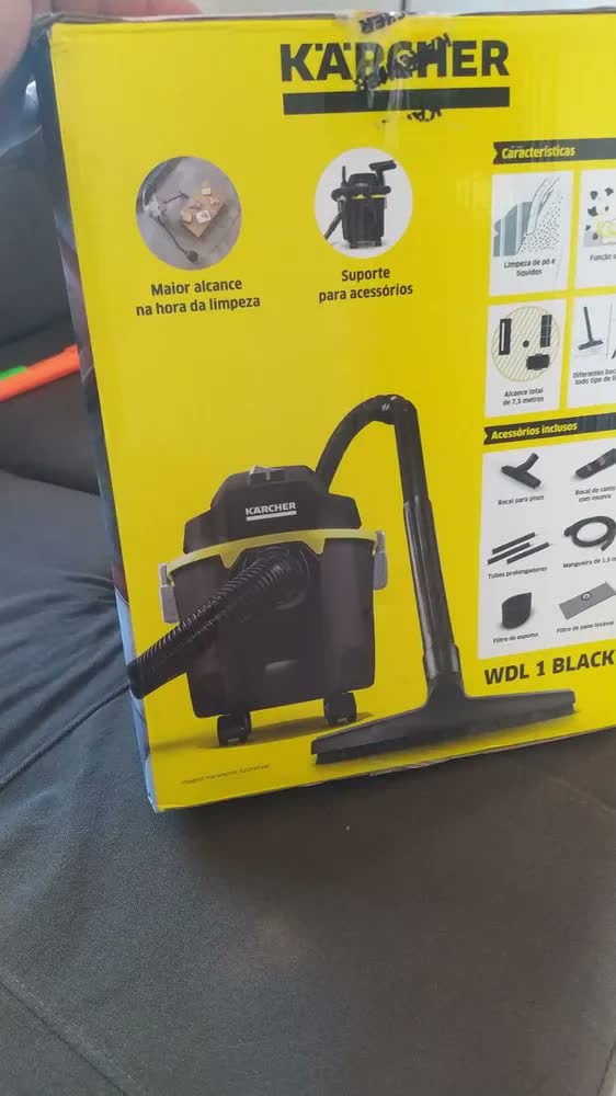 foto de Aspirador de Pó e Água Kärcher WDL 1 Black (3 em 1) Função Soprador Compacto e Portátil Alcance de 7,5 metros 10 L 1500W