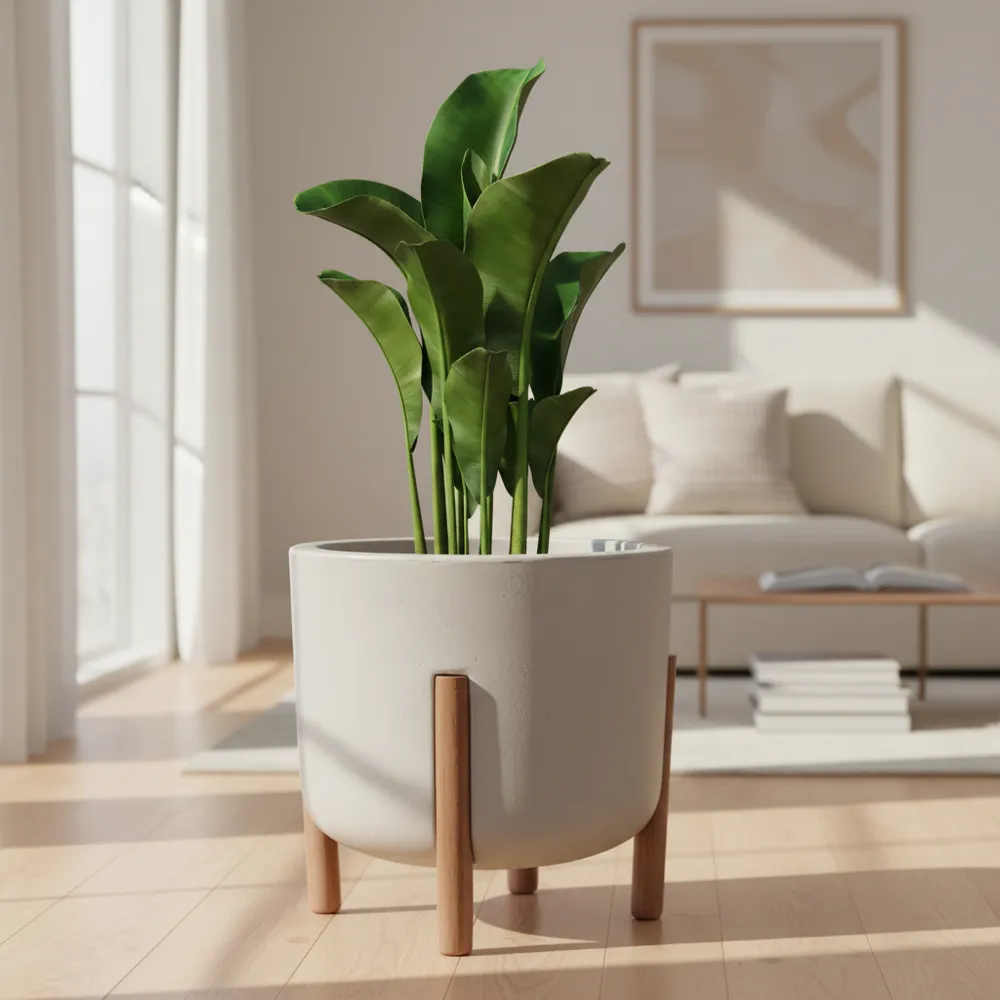 Vaso De Planta Com Pé De Madeira Decoração Moderna Para Casa
