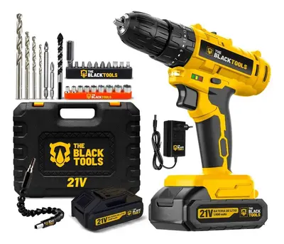 foto de Parafusadeira Furadeira De Impacto A Bateria 21V 3/8” Bivolt 1400 Rpm Com Acessórios E Maleta TB-21PZW The Black Tools