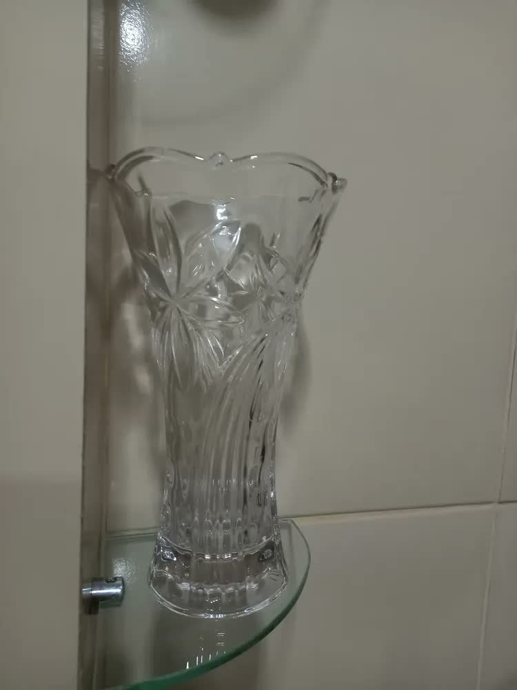 foto de Vaso Diamond Vidro Res. Plantas 23cm Flores Decoração Sala Cor Transparente