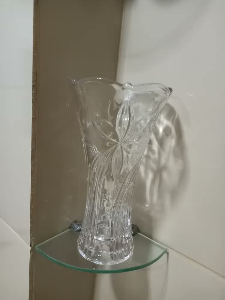 foto de Vaso Diamond Vidro Res. Plantas 23cm Flores Decoração Sala Cor Transparente