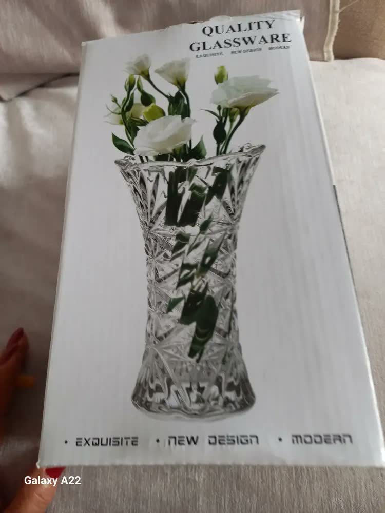 foto de Vaso Diamond Vidro Res. Plantas 23cm Flores Decoração Sala Cor Transparente