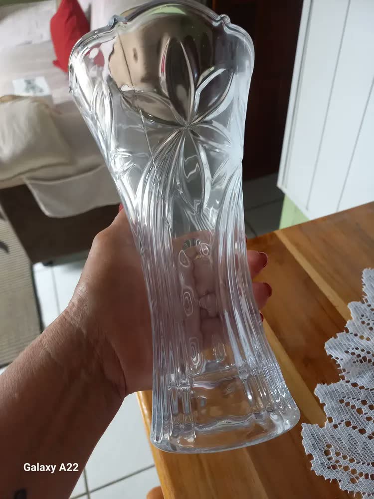 foto de Vaso Diamond Vidro Res. Plantas 23cm Flores Decoração Sala Cor Transparente