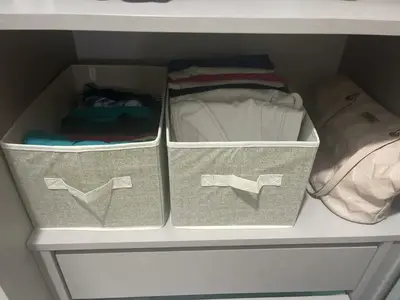 foto de Kit 2 Caixa Organizadora Dobrável Multiuso Guarda Roupa Alça Bege