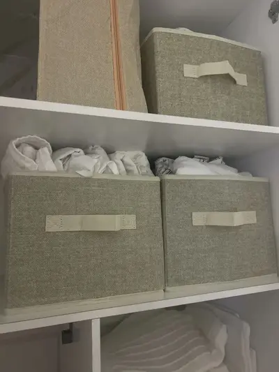 foto de Kit 2 Caixa Organizadora Dobrável Multiuso Guarda Roupa Alça Bege