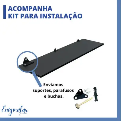 foto de Prateleira Flutuante MDF 70x30 cm Enigmalar Preto