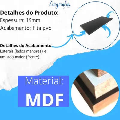 foto de Prateleira Flutuante MDF 70x30 cm Enigmalar Preto