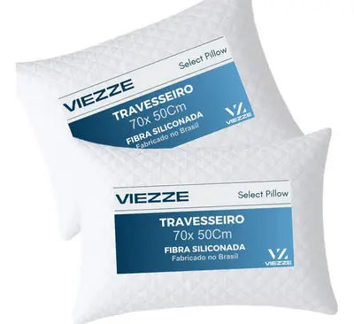foto de Kit 2 Travesseiros Luxo Matelado Fibra Antialérgica 70x50cm Branco