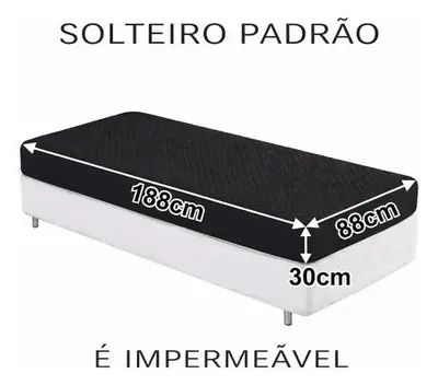 foto de Capa Impermeável Para Colchão Casal, King, Queen Ou Solteiro Preto Matelassê Ultrassônico Acolchoado Impermeável