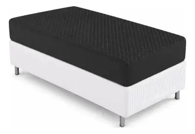 foto de Capa Impermeável Para Colchão Casal, King, Queen Ou Solteiro Preto Matelassê Ultrassônico Acolchoado Impermeável