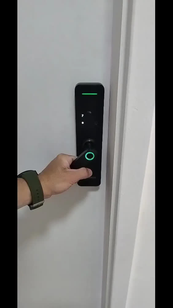 foto de Fechadura Digital Eletrônica Inteligente Wifi Novadigital Shine Biométrica Embutir Senha Cartão Magnético Touch Automação Tuya Smart Life Preta