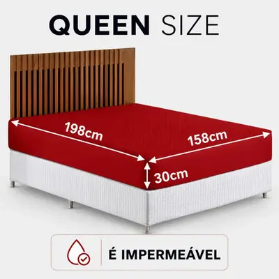 foto de Capa Impermeável Para Colchão Casal, King, Queen Ou Solteiro Vermelho Matelassê Ultrassônico Acolchoado Impermeável