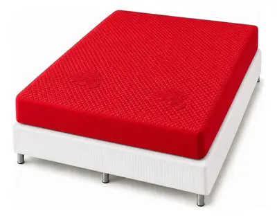 foto de Capa Impermeável Para Colchão Casal, King, Queen Ou Solteiro Vermelho Matelassê Ultrassônico Acolchoado Impermeável
