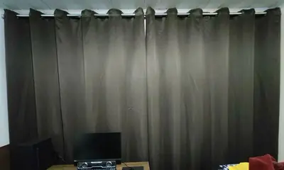 foto de Cortina Blackout Tecido Corta Luz Blecaute 5 Metros Largura X 2,60m Altura Sala Quarto Janela Blindex Porta Sacada Cor Avelã Emporio Luz