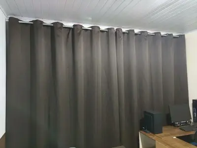 foto de Cortina Blackout Tecido Corta Luz Blecaute 5 Metros Largura X 2,60m Altura Sala Quarto Janela Blindex Porta Sacada Cor Avelã Emporio Luz