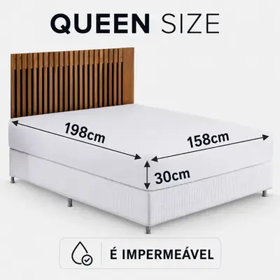 foto de Capa Impermeável Para Colchão Casal, King, Queen Ou Solteiro Branco Matelassê Ultrassônico Acolchoado Impermeável