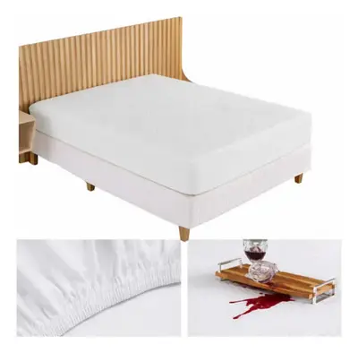 foto de Capa Impermeável Para Colchão Casal, King, Queen Ou Solteiro Branco Matelassê Ultrassônico Acolchoado Impermeável
