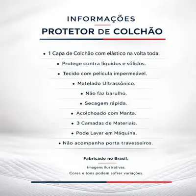 foto de Capa Impermeável Para Colchão Casal, King, Queen Ou Solteiro Branco Matelassê Ultrassônico Acolchoado Impermeável