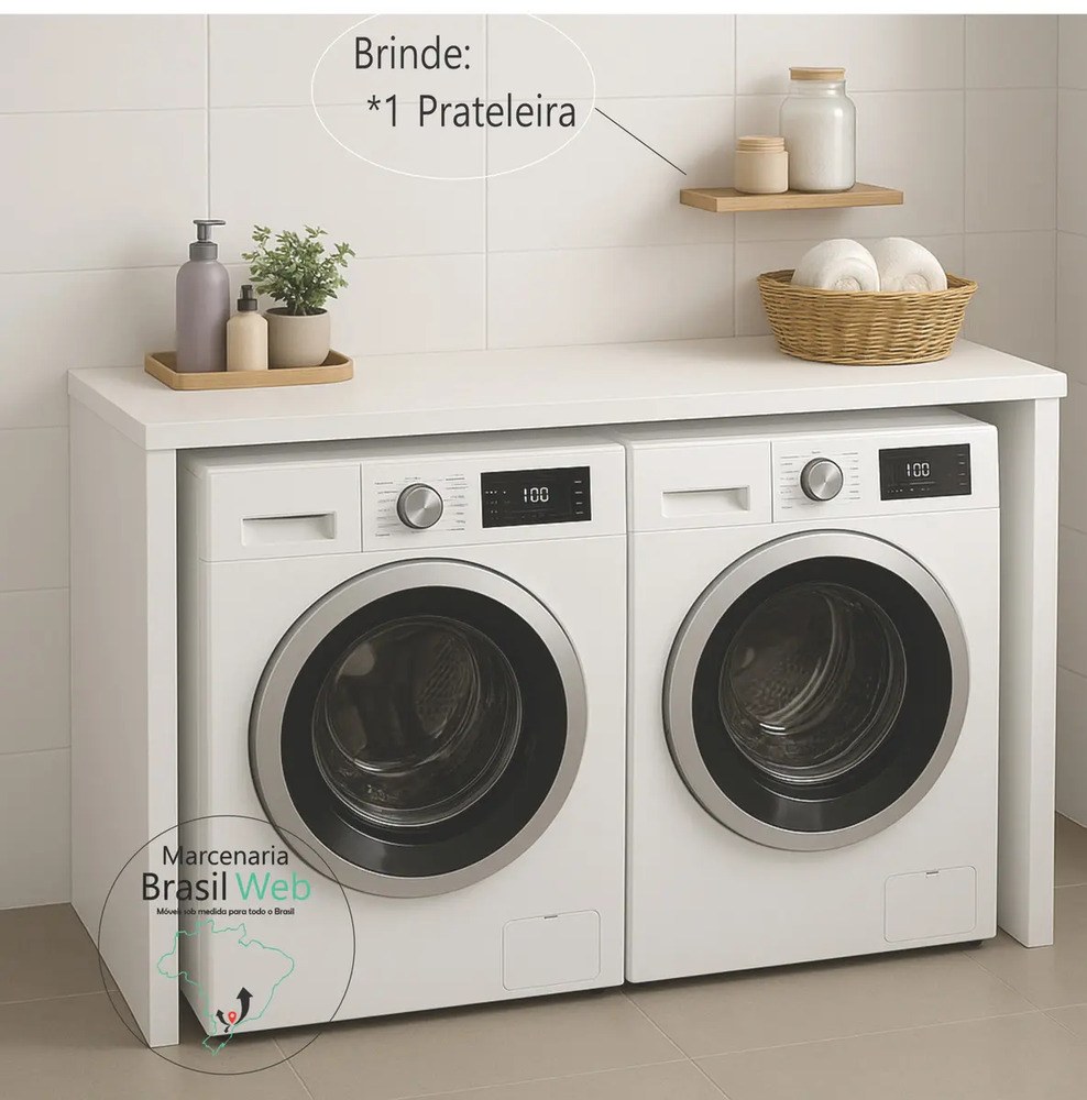 Bancada Para Embutir Máquinas Lavanderia Lava E Seca Cor Branco