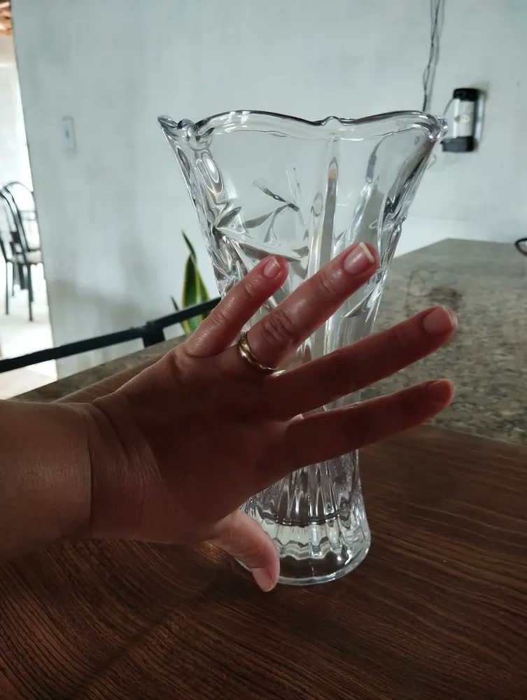 foto de Vaso Vidro Planta 23cm Flores Decoração Sala Plantas Festas