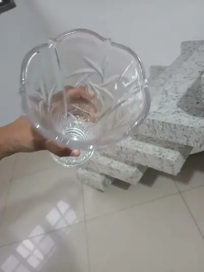 foto de Vaso Vidro Planta 23cm Flores Decoração Sala Plantas Festas