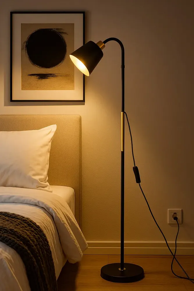 Luminária Chão Articulada Piso Pé Abajur Com Cupula Design Moderna Braço Ajustável 360 De Metal Resistente Elegante Pedestal Coluna Para Ler Estudar De Quarto Casal E Sala Escritório De Canto Retrô