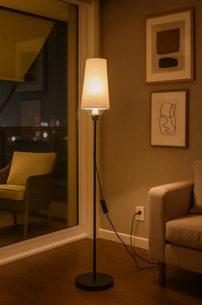 Abajur De Chão Luminária De Piso Moderna Design Elegante Cúpula Minimalista Metal Resistente Para Quarto Casal Sala Escritório Leitura Luminárias Abajures Com Pedestal Coluna Decorativa Vintage retrô