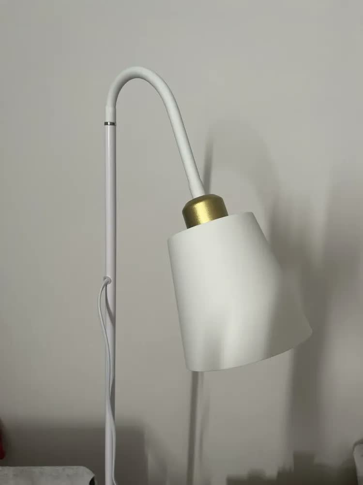 foto de Luminária de Piso Via Flix Minimalista Branca Para Sala e Quarto Luminária De Piso Moderna E Articulada Cúpula Minimalista Lâmpada Com Braço Ajustável 360 Sala Abajur Escritório