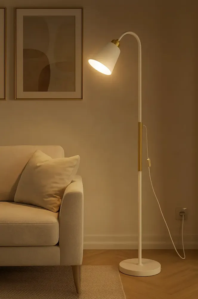 Luminária de Piso Via Flix Minimalista Branca Para Sala e Quarto Luminária De Piso Moderna E Articulada Cúpula Minimalista Lâmpada Com Braço Ajustável 360 Sala Abajur Escritório