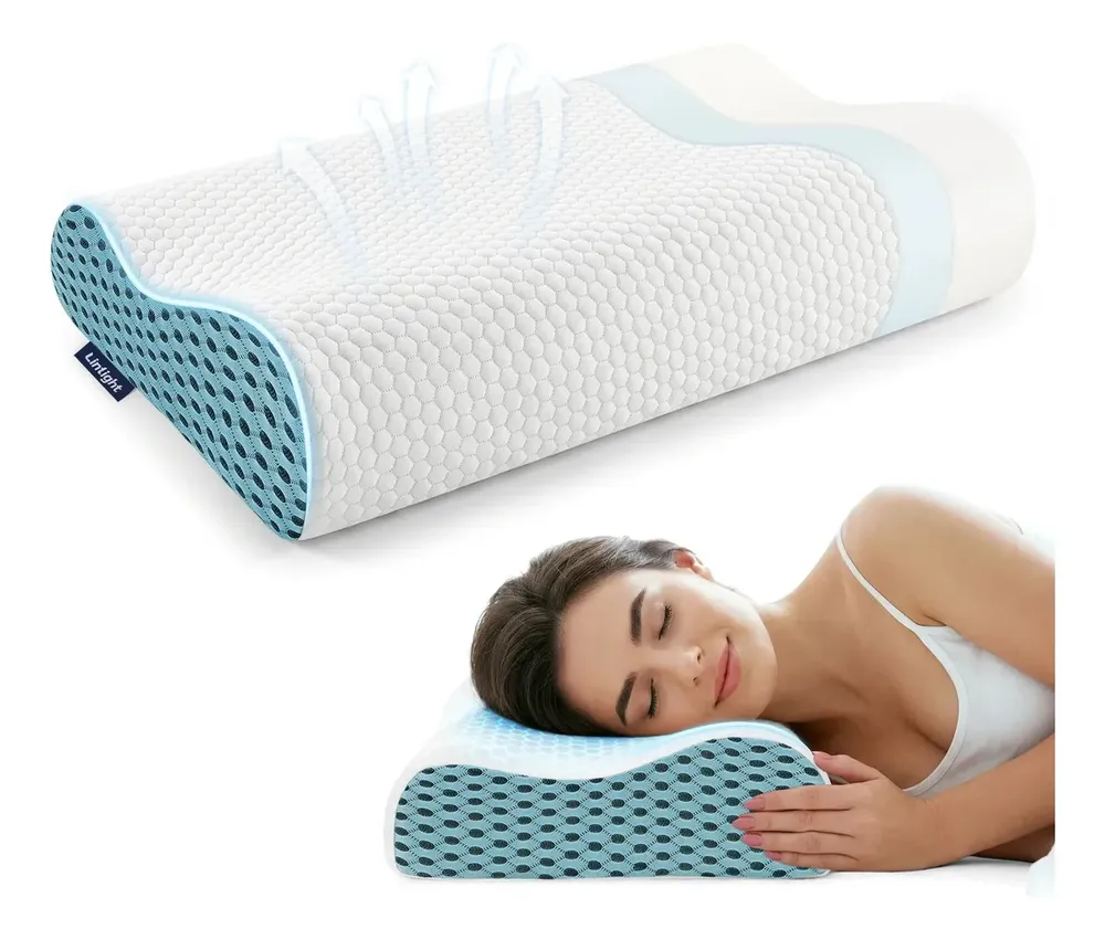 Travesseiro Ortopédico Nasa Cervical 45 Graus Coluna Alivio Dor Cor Azul
