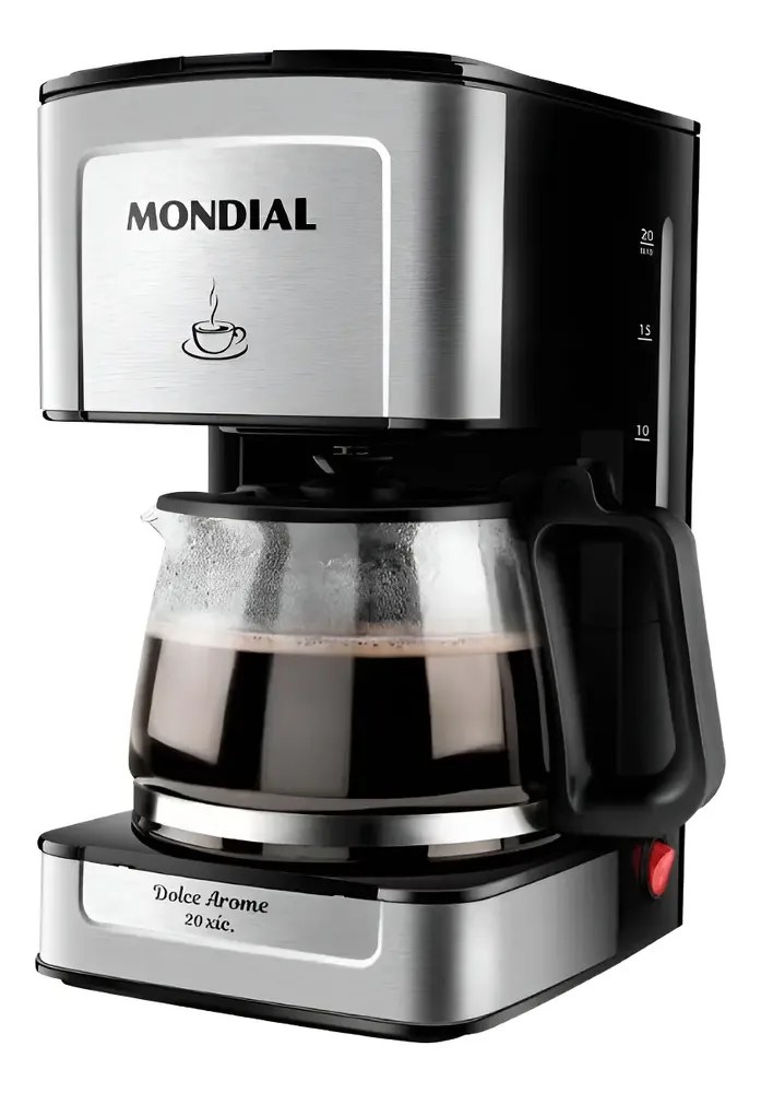 foto de Cafeteira Elétrica Mondial Dolce Arome Vidro C-43-20x-si - Preto Com Inox