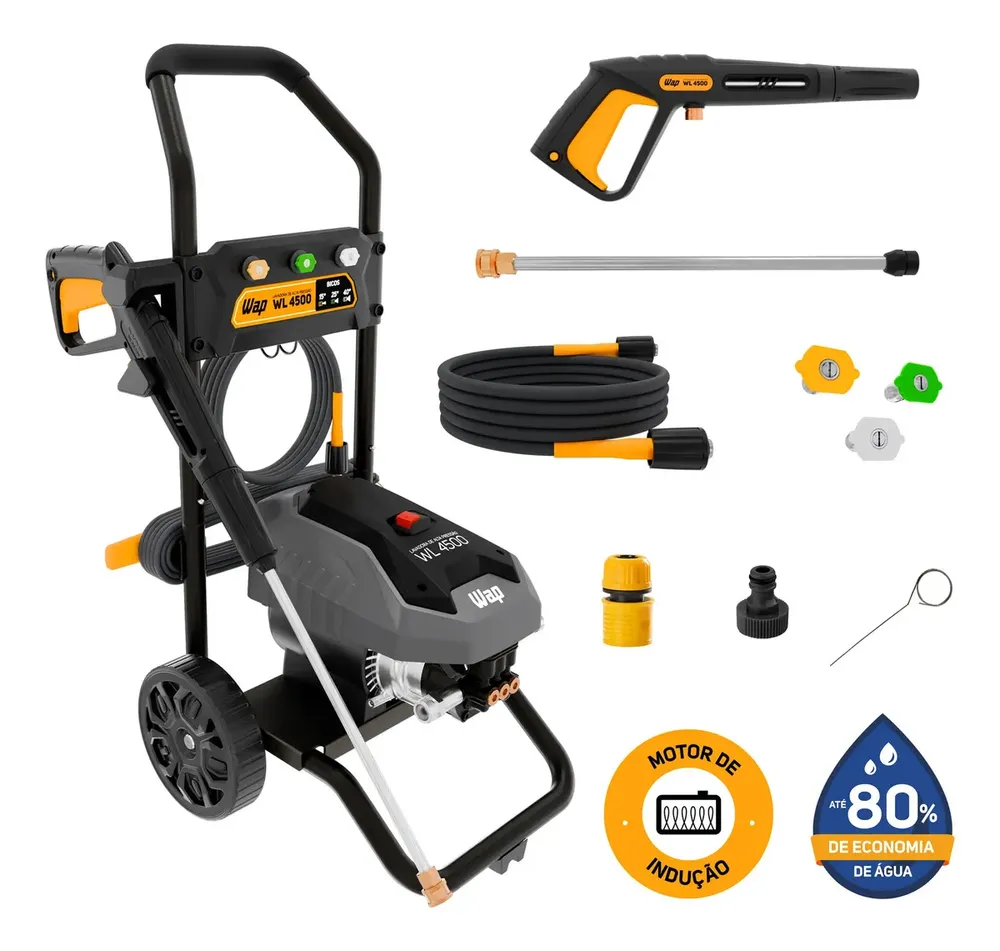 Lavadora de Alta Pressão WAP WL 4500 Profissional 1500w 1650psi 420l/h Motor de Indução 127V