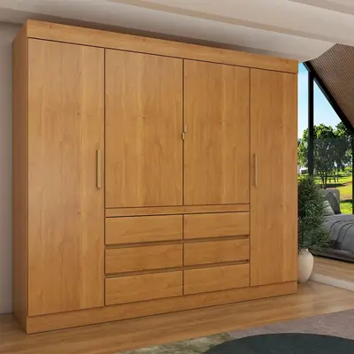 foto de Guarda roupa Casal Luxúria 4 Portas 6 Gavetas Cinamomo
