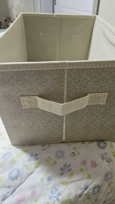 foto de Kit 4 Caixa Organizadora Dobrável Multiuso Guarda Roupa Alça Bege