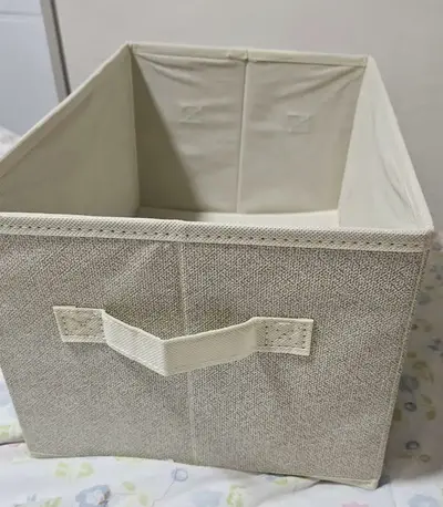 foto de Kit 4 Caixa Organizadora Dobrável Multiuso Guarda Roupa Alça Bege